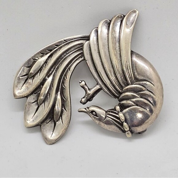 VIKING CRAFT rare Vintage Bird Brooch signed Sterling